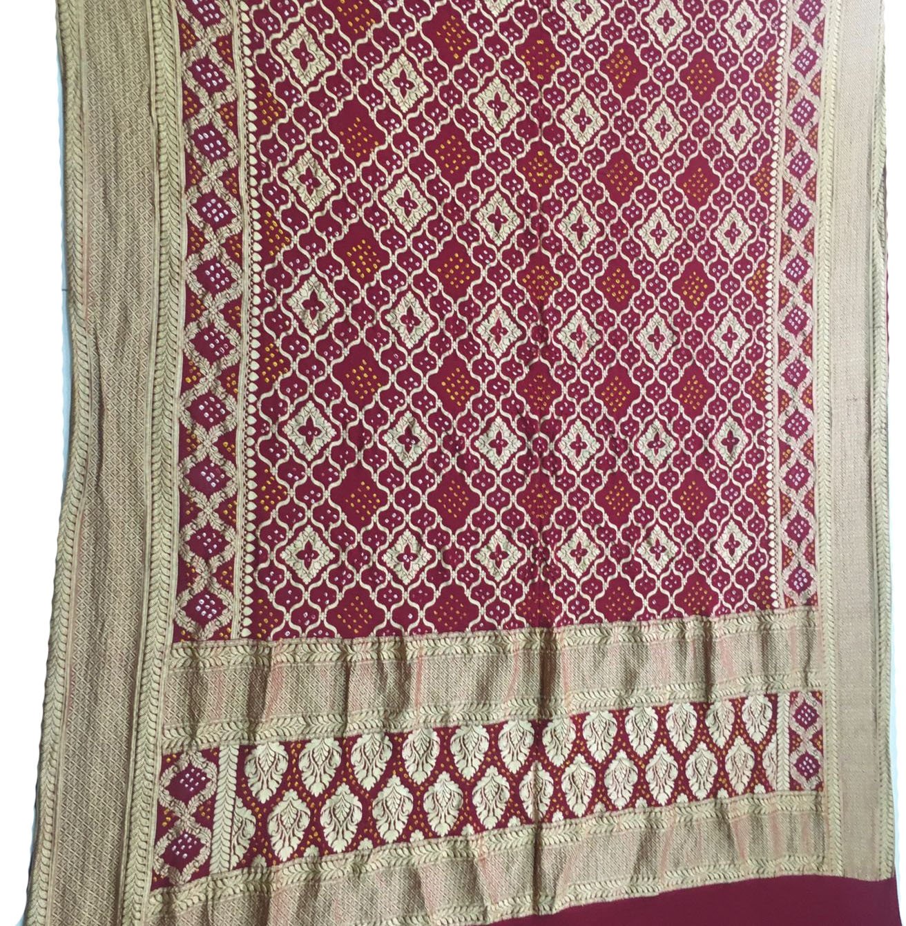 Maroon Bandhani Pure Georgette Dupatta - Luxurion World