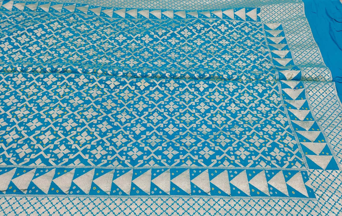 Blue Banarasi Bandhani Pure Moonga Silk Dupatta - Luxurion World