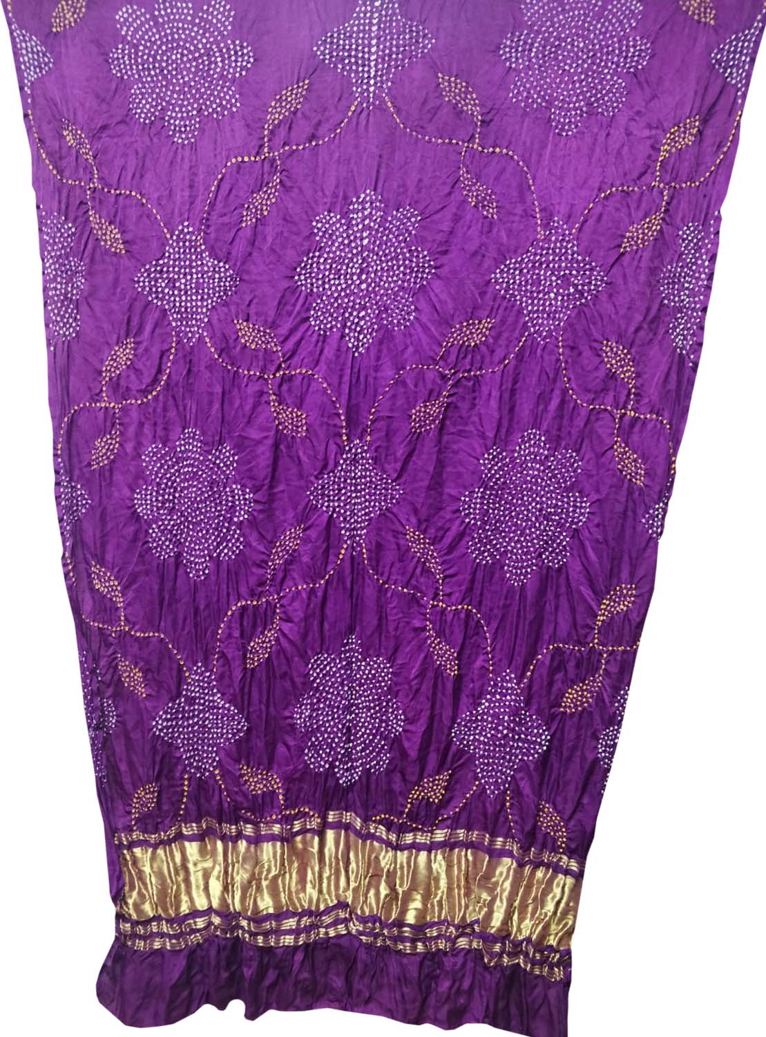 Purple Bandhani Hand Bandhej Pure Gajji Silk Dupatta - Luxurion World