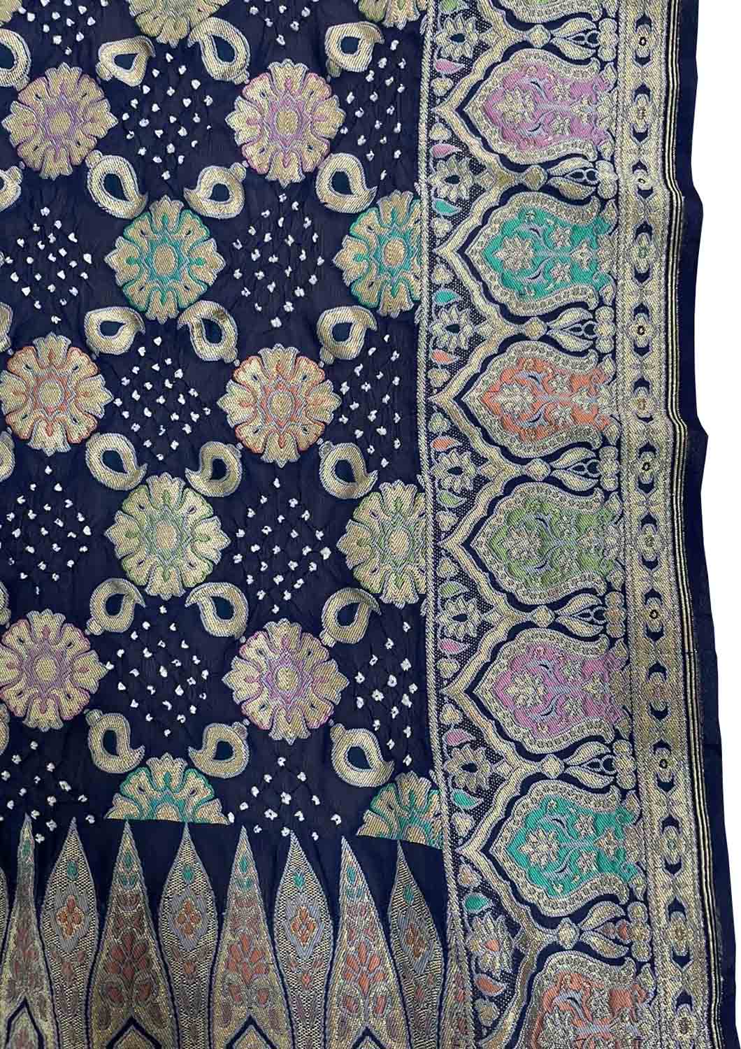 Blue Banarasi Bandhani Pure Georgette Dupatta - Luxurion World