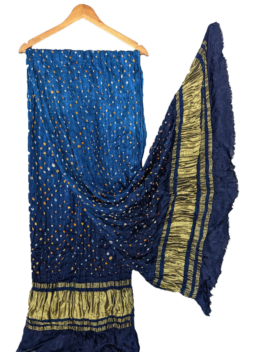 Blue Bandhani Modal Silk Tissue Border Dupatta - Luxurion World