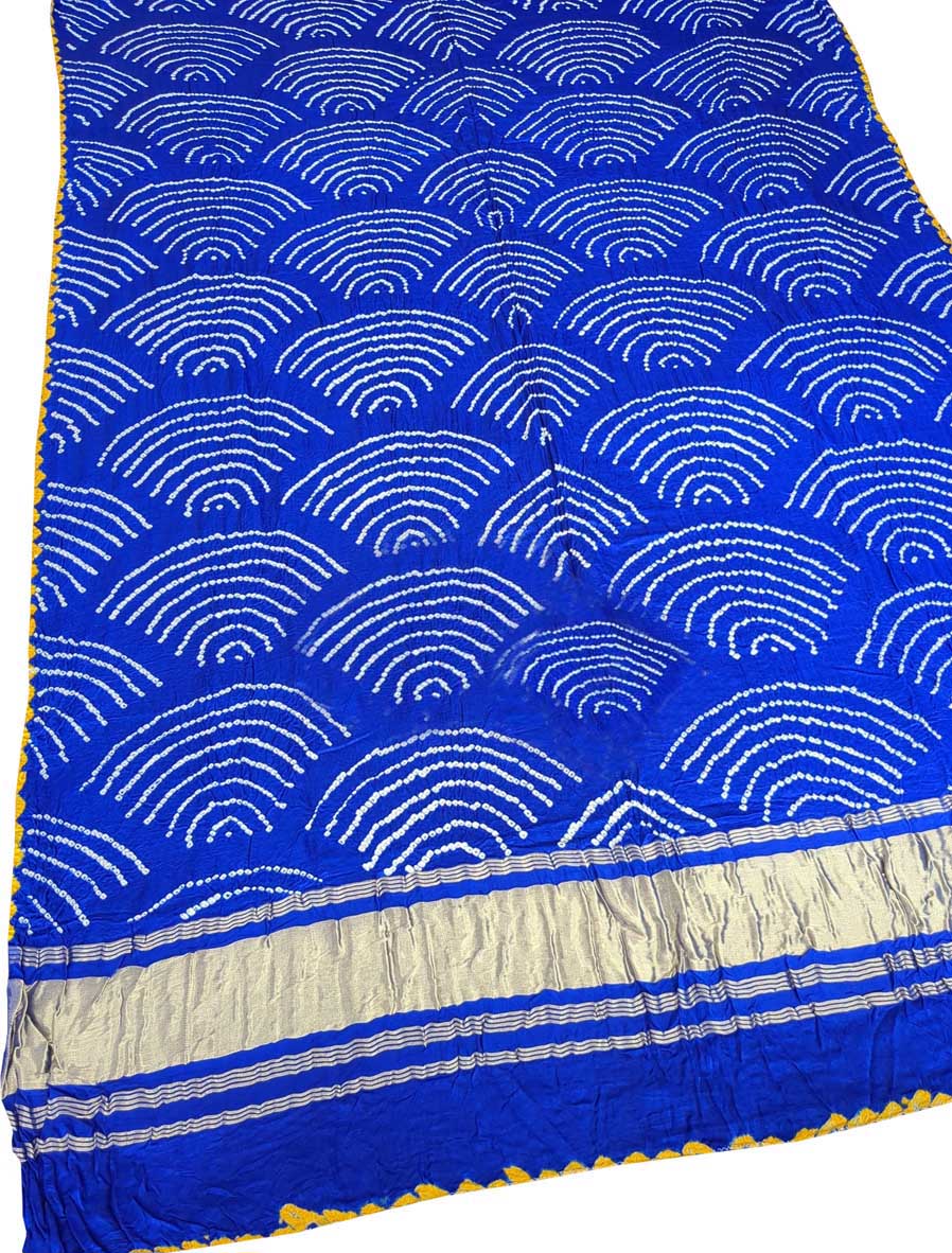 Blue Bandhani Pure Gajji Silk Dupatta - Luxurion World