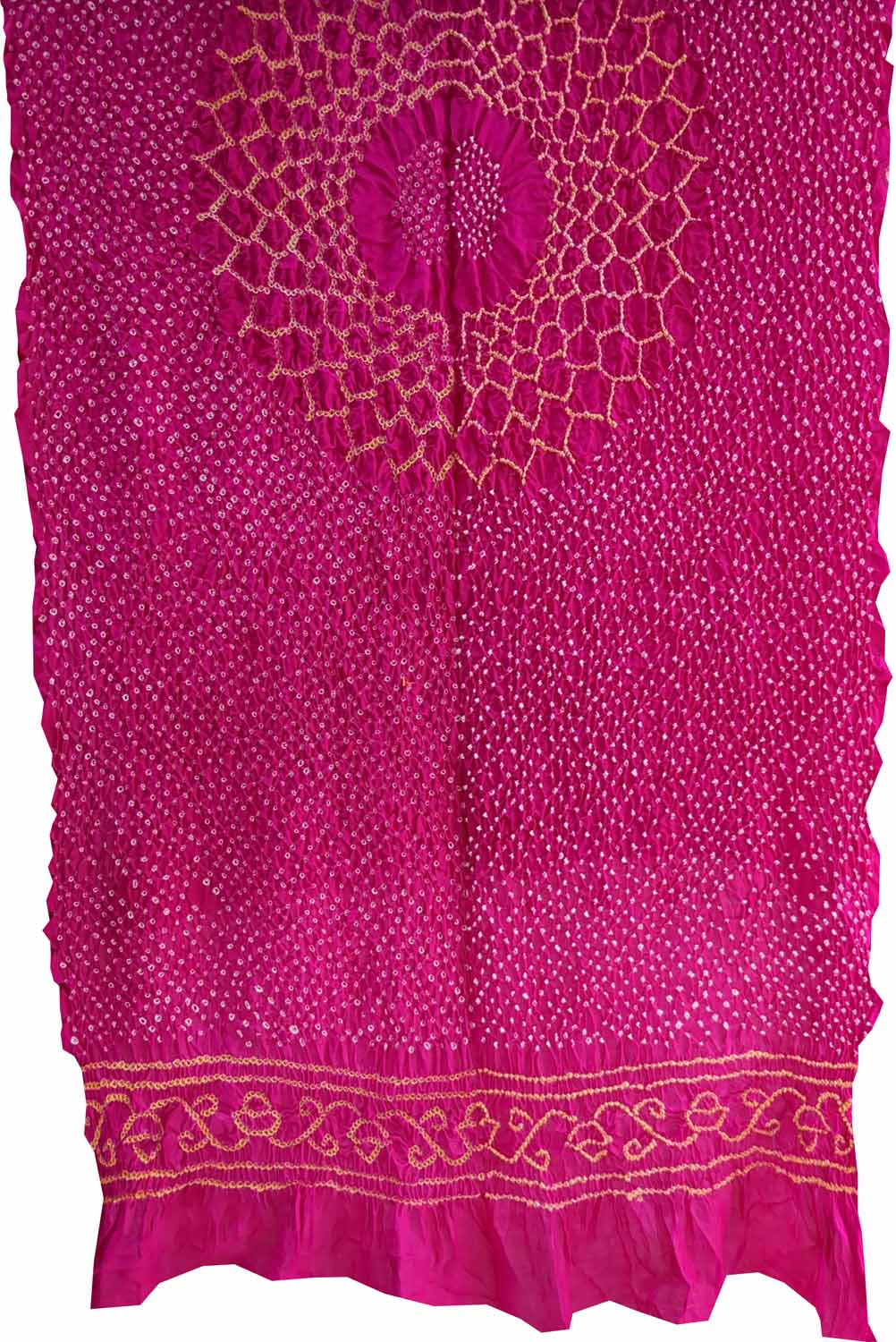 Pink Bandhani Pure Gajji Silk Dupatta - Luxurion World
