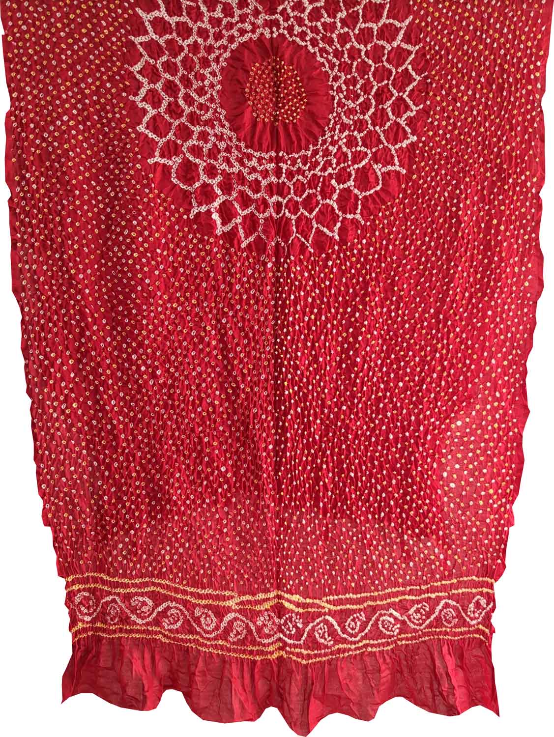 Red Bandhani Pure Gajji Silk Dupatta - Luxurion World