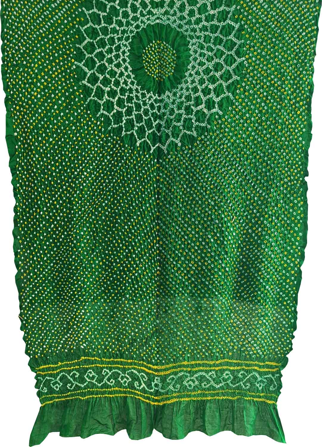 Green Bandhani Pure Gajji Silk Dupatta - Luxurion World