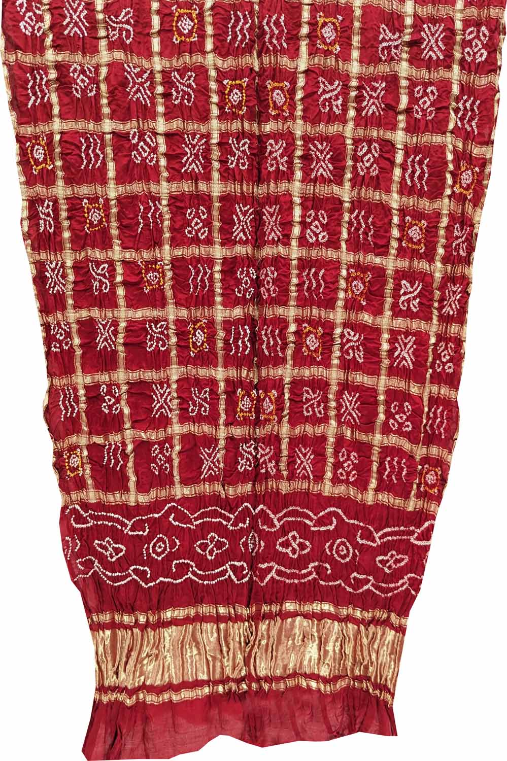 Red Bandhani Pure Gajji Silk Dupatta - Luxurion World