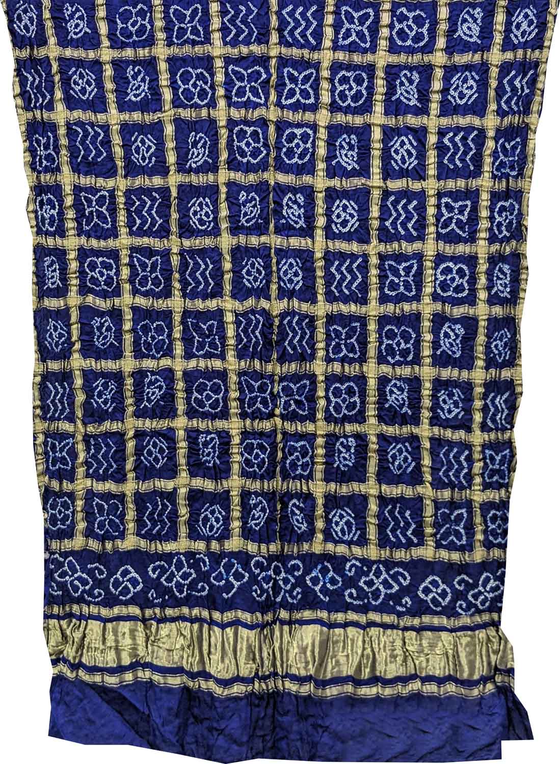 Blue Bandhani Pure Gajji Silk Dupatta - Luxurion World