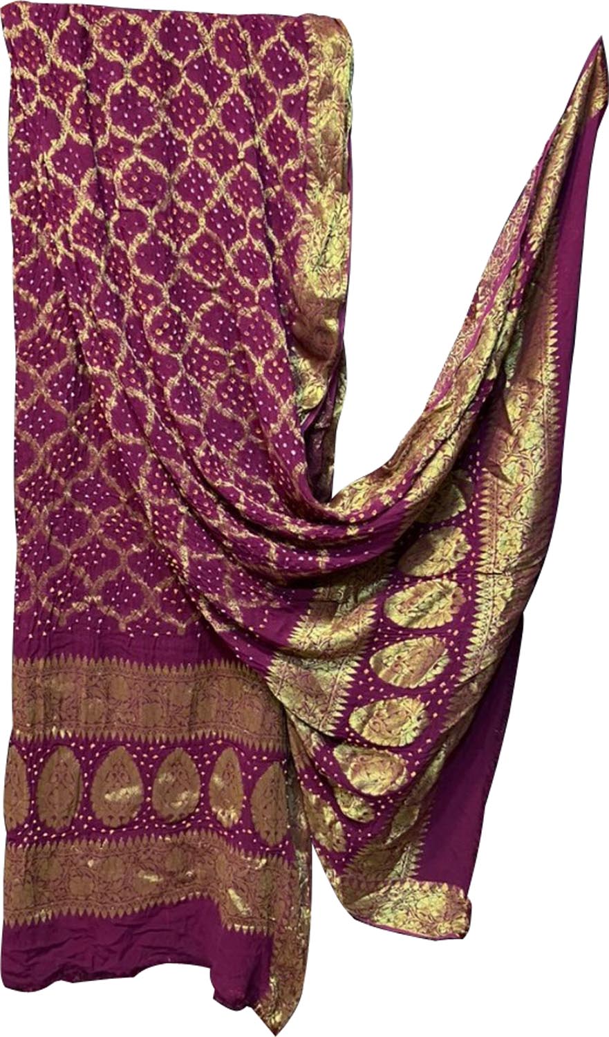 Purple Bandhani Semi Georgette Dupatta - Luxurion World