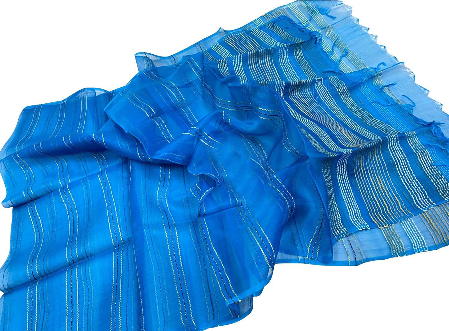 Shop the Finest Blue Bhagalpur Pure Tussar Silk Dupatta Online - Luxurion World