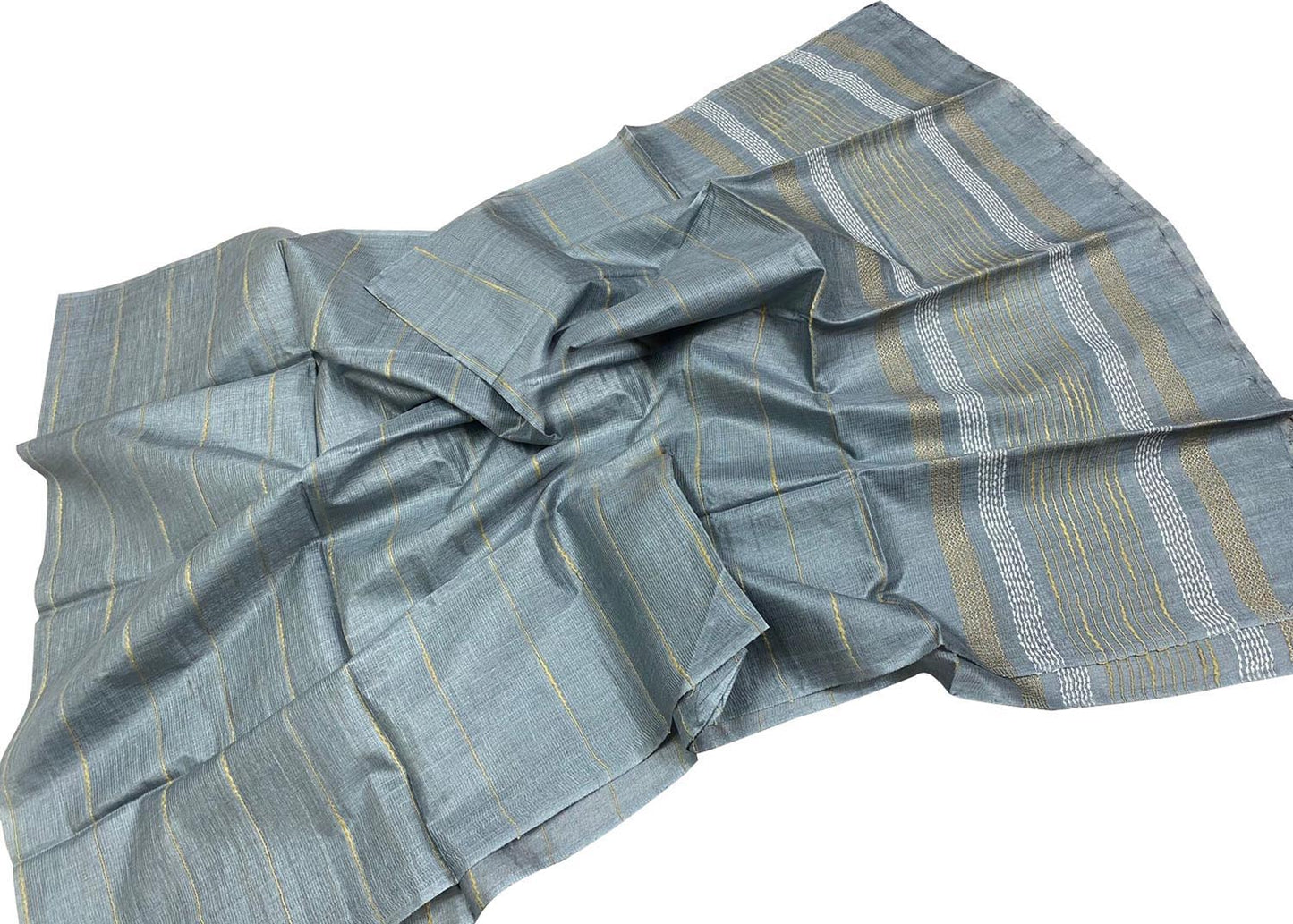 Shop Grey Bhagalpur Pure Tussar Silk Dupatta - Elegant and Timeless - Luxurion World