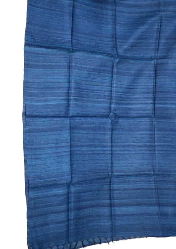Blue Bhagalpur Tussar Ghicha Silk Dupatta - Luxurion World