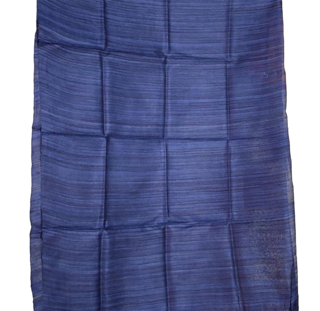 Blue Bhagalpur Tussar Ghicha Silk Dupatta - Luxurion World