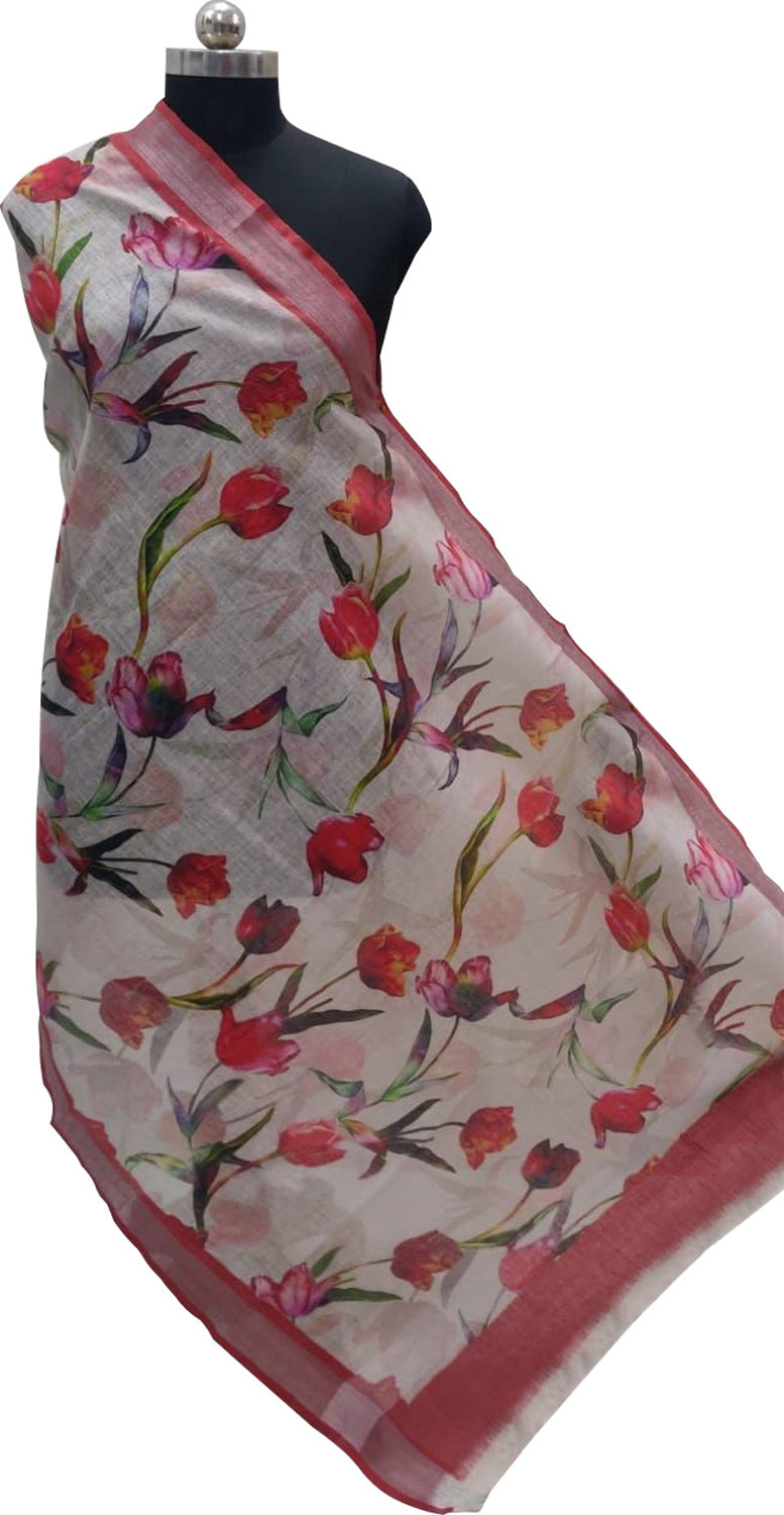 Multicolor Digital Printed Linen Dupatta - Luxurion World