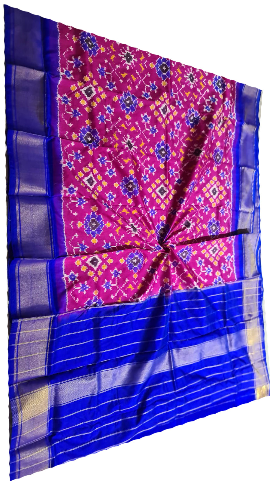 Pink Handloom Ikat Pure Silk Dupatta - Luxurion World