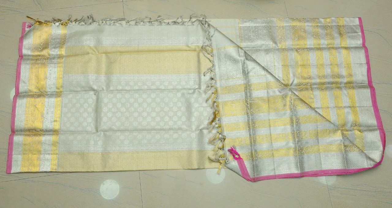Pastel Handloom Kanjeevaram Pure Silk Dupatta - Luxurion World