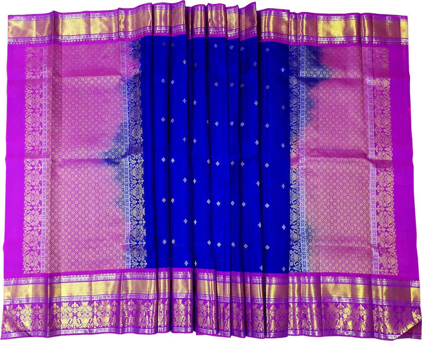 Blue Kanjeevaram Handloom Pure Silk Dupatta - Luxurion World