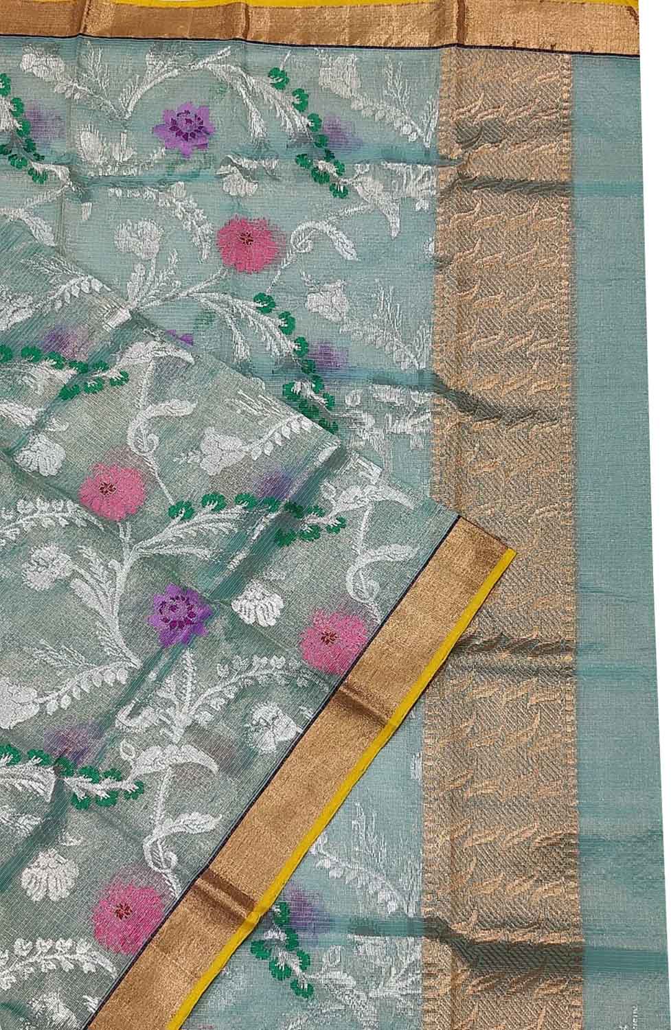Blue Handloom Kota Doria Real Zari Dupatta - Luxurion World