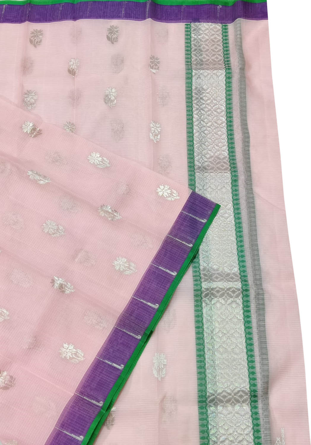 Pink Handloom Kota Doria Real Zari Dupatta - Luxurion World