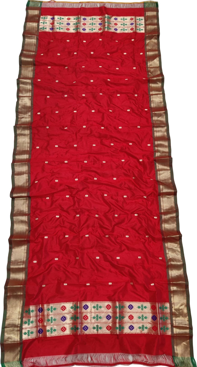 Stunning Red Paithani Pure Silk Dupatta - Perfect for Any Occasion! - Luxurion World