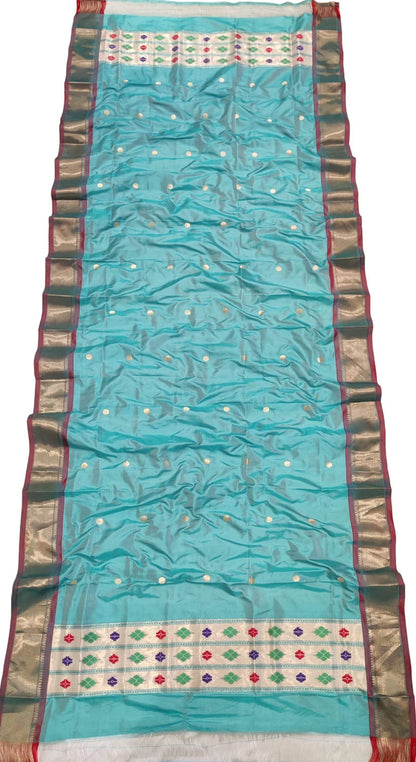 Stunning Blue Paithani Silk Dupatta - Pure Elegance - Luxurion World