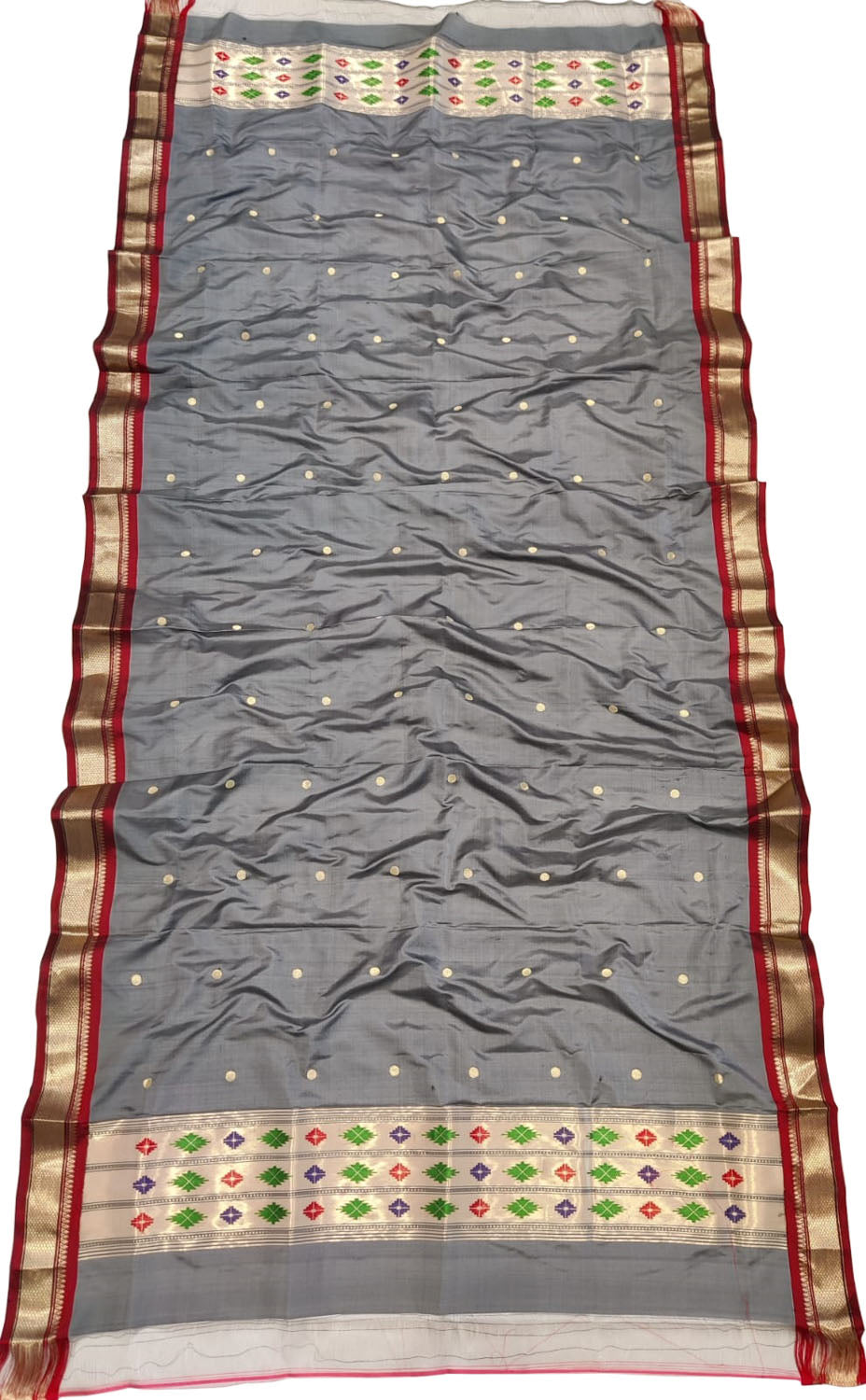 Stunning Grey Paithani Silk Dupatta - Pure Elegance for Any Occasion - Luxurion World