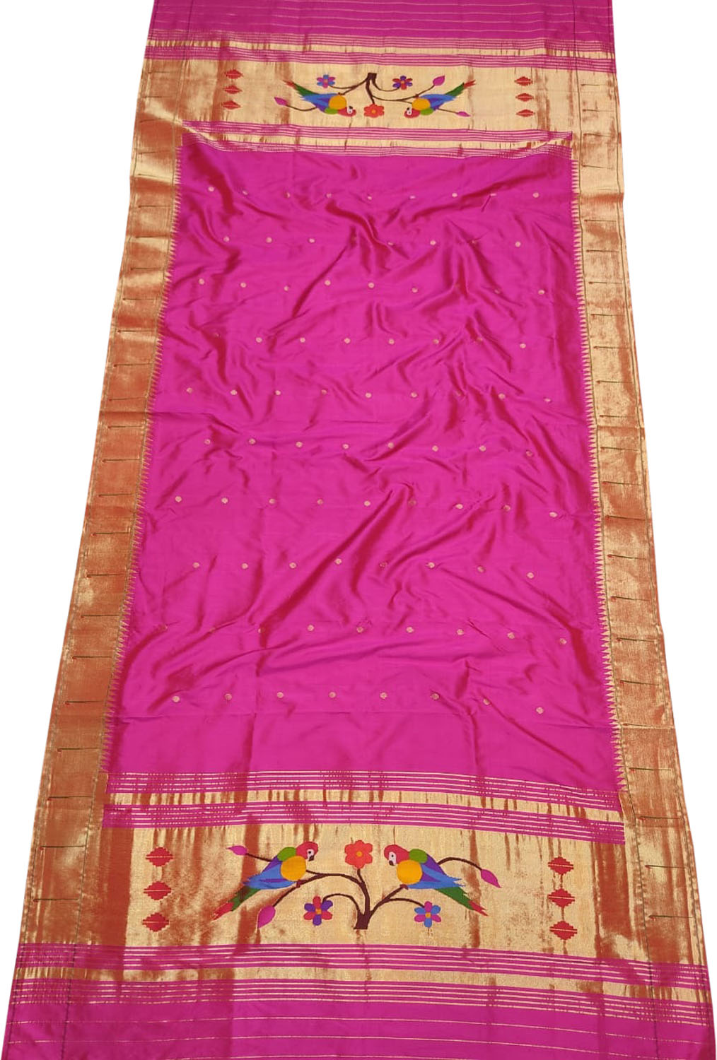 Pink Paithani Handloom Pure Silk Muniya Border Dupatta - Luxurion World