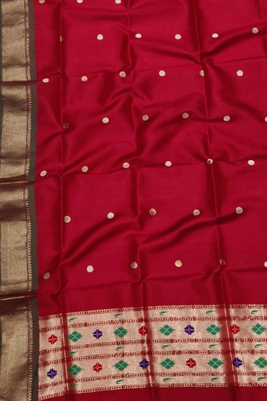 Elegant Red Paithani Silk Dupatta: A Timeless Accessory - Luxurion World