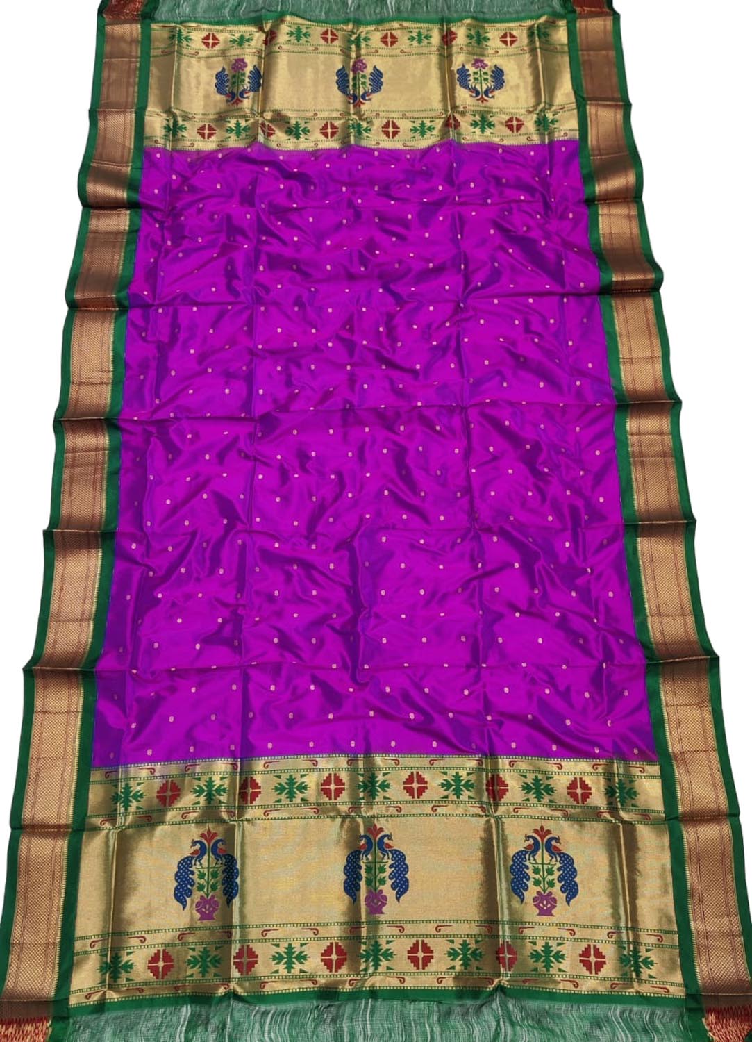 Purple Paithani Pure Silk Dupatta - Luxurion World