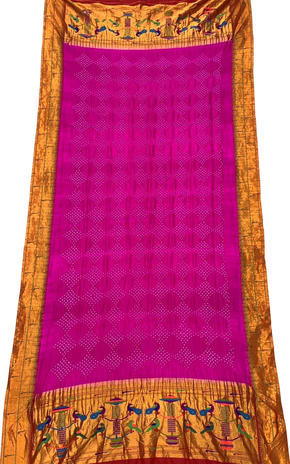 Pink Paithani Bandhani Pure Silk Dupatta - Luxurion World