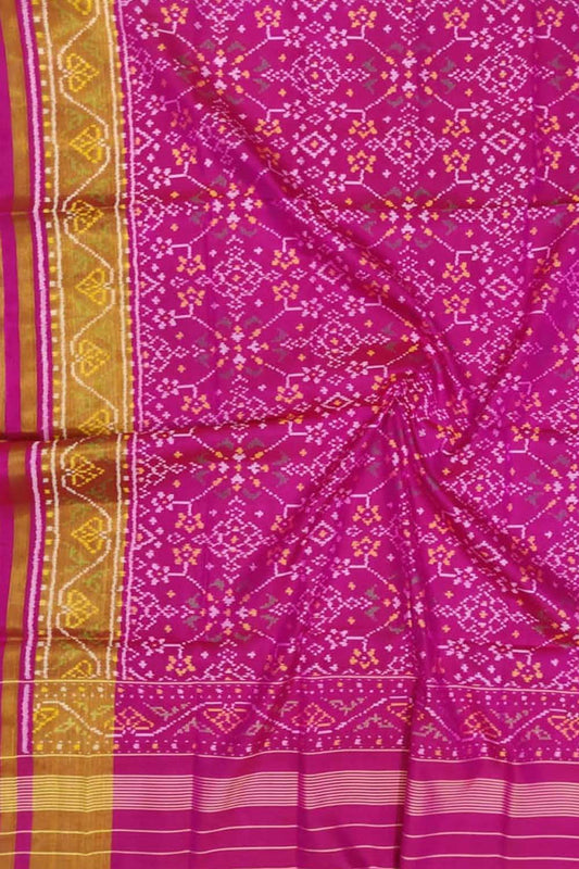 Pink Handloom Single Ikat Patola Pure Silk Dupatta