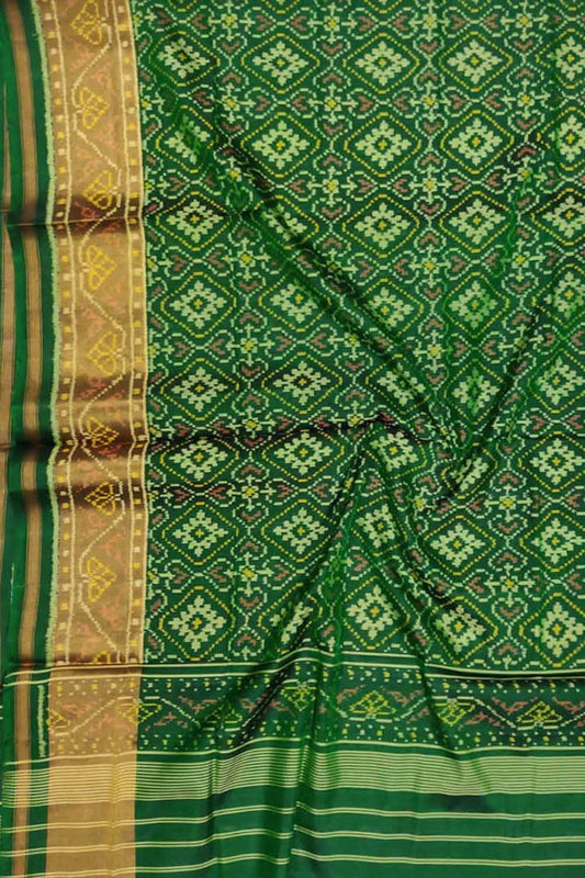Green Handloom Single Ikat Patola Pure Silk Dupatta