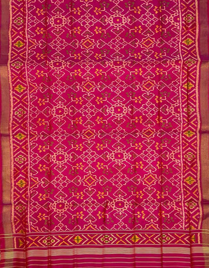 Pink Patola Handloom Pure Silk Single Ikat Dupatta - Luxurion World