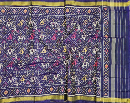 Exquisite Purple Patola Handloom Silk Dupatta: Single Ikat Design - Luxurion World