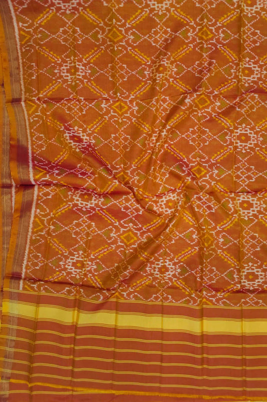 Orange Patola Handloom Single Ikat Pure Silk Dupatta