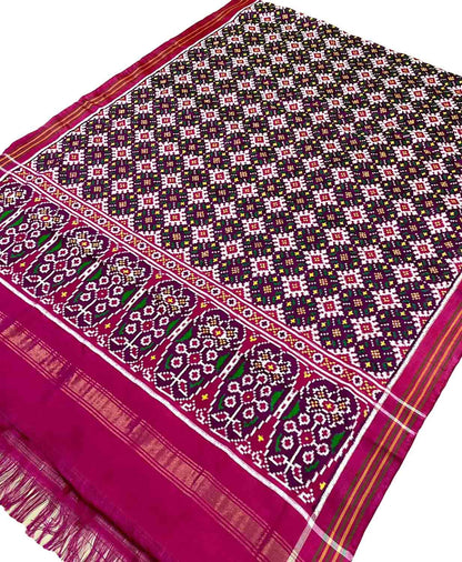 Purple Patan Patola Handloom Pure Silk Double Ikat Dupatta - Luxurion World