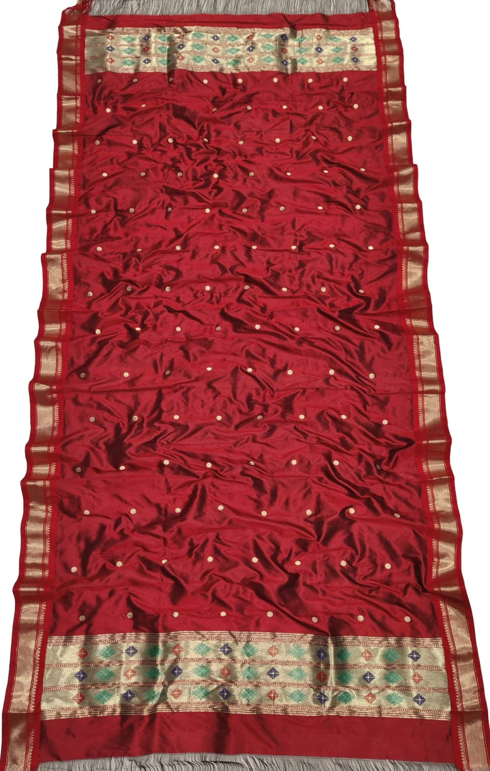 Red Paithani Pure Silk Dupatta - Luxurion World