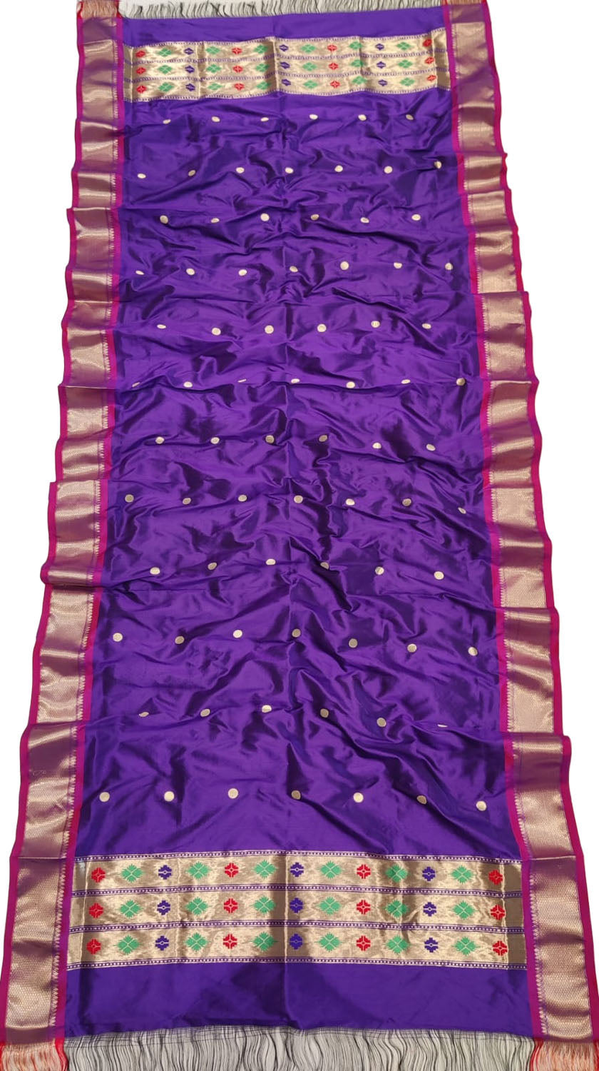 Purple Paithani Pure Silk Dupatta - Luxurion World