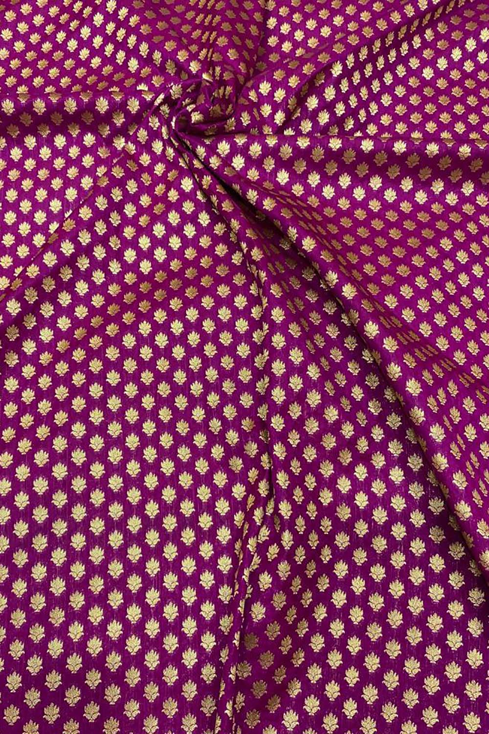 Shop Professional Quality Banarasi Silk Zari Fabric - Purple Booti Design (1 Mtr) - Luxurion World