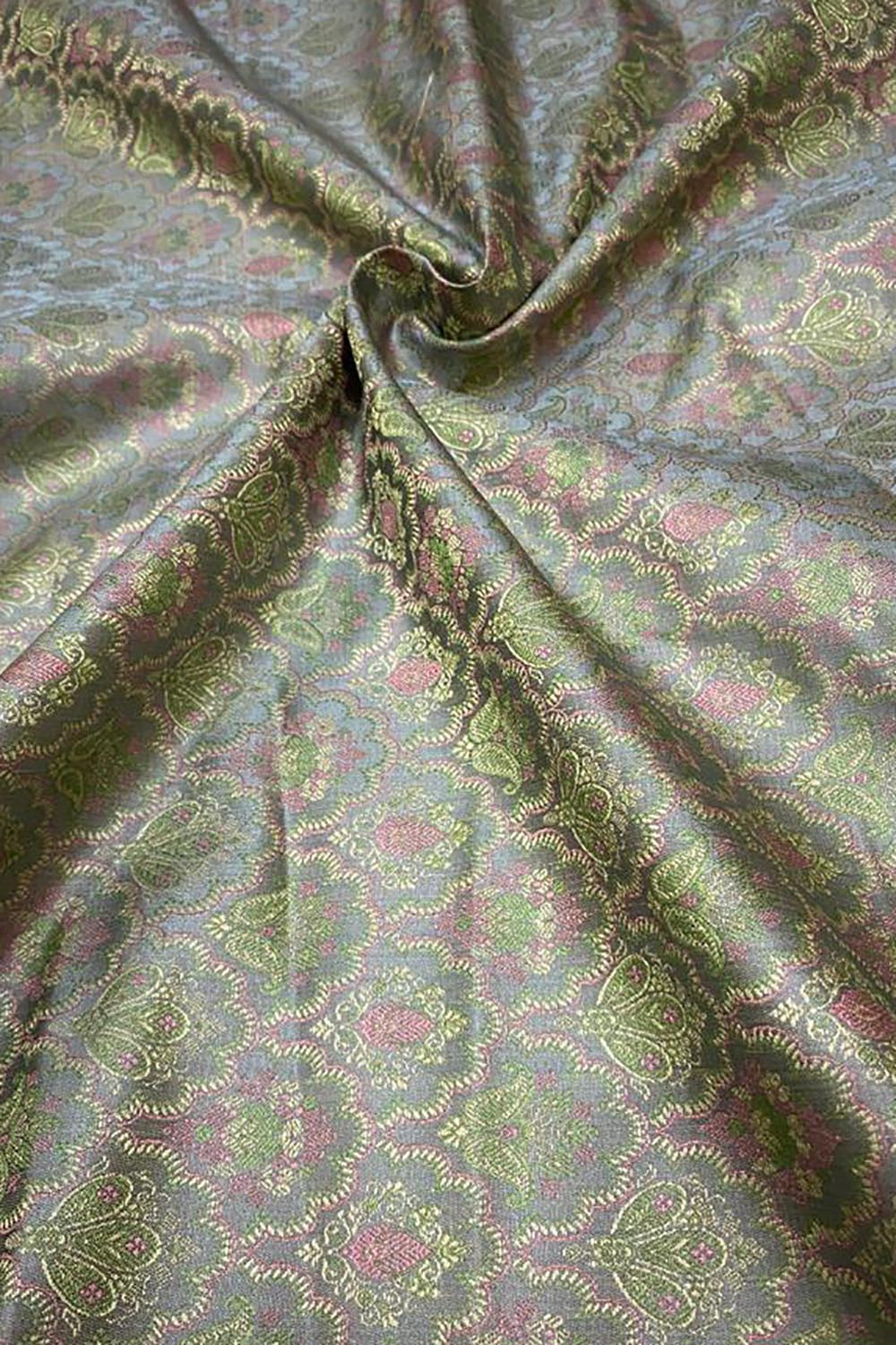 Shop Multicolor Banarasi Silk Tanchui Jamawar Brocade Fabric - 1 Mtr - Luxurion World