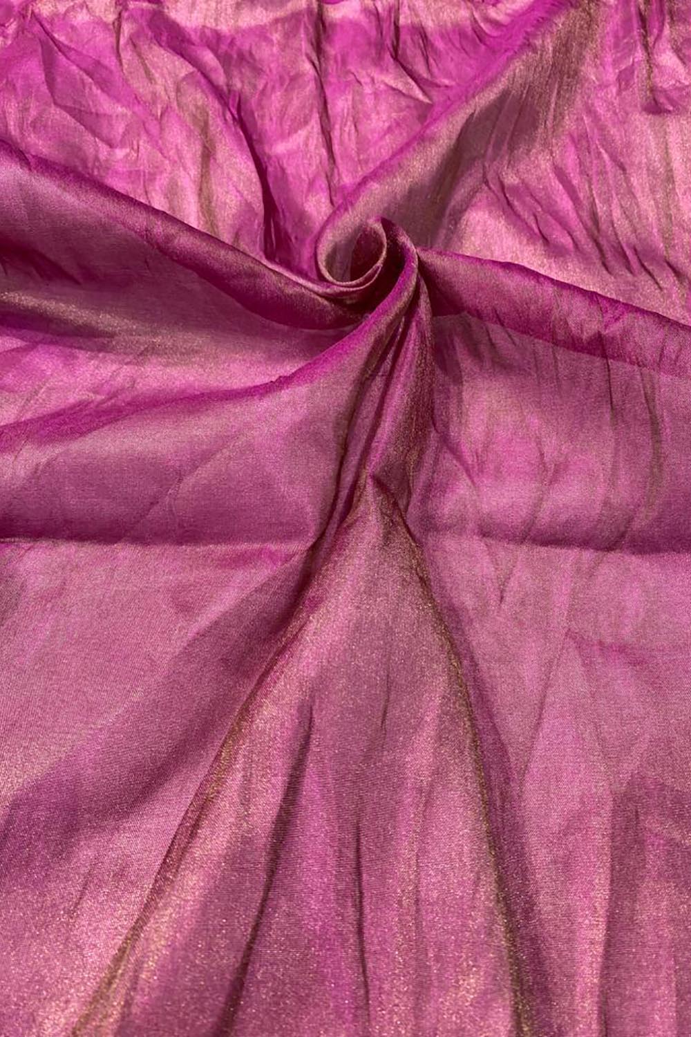 Pink Handloom Banarasi Tissue Silk Fabric ( 1 Mtr ) - Luxurion World