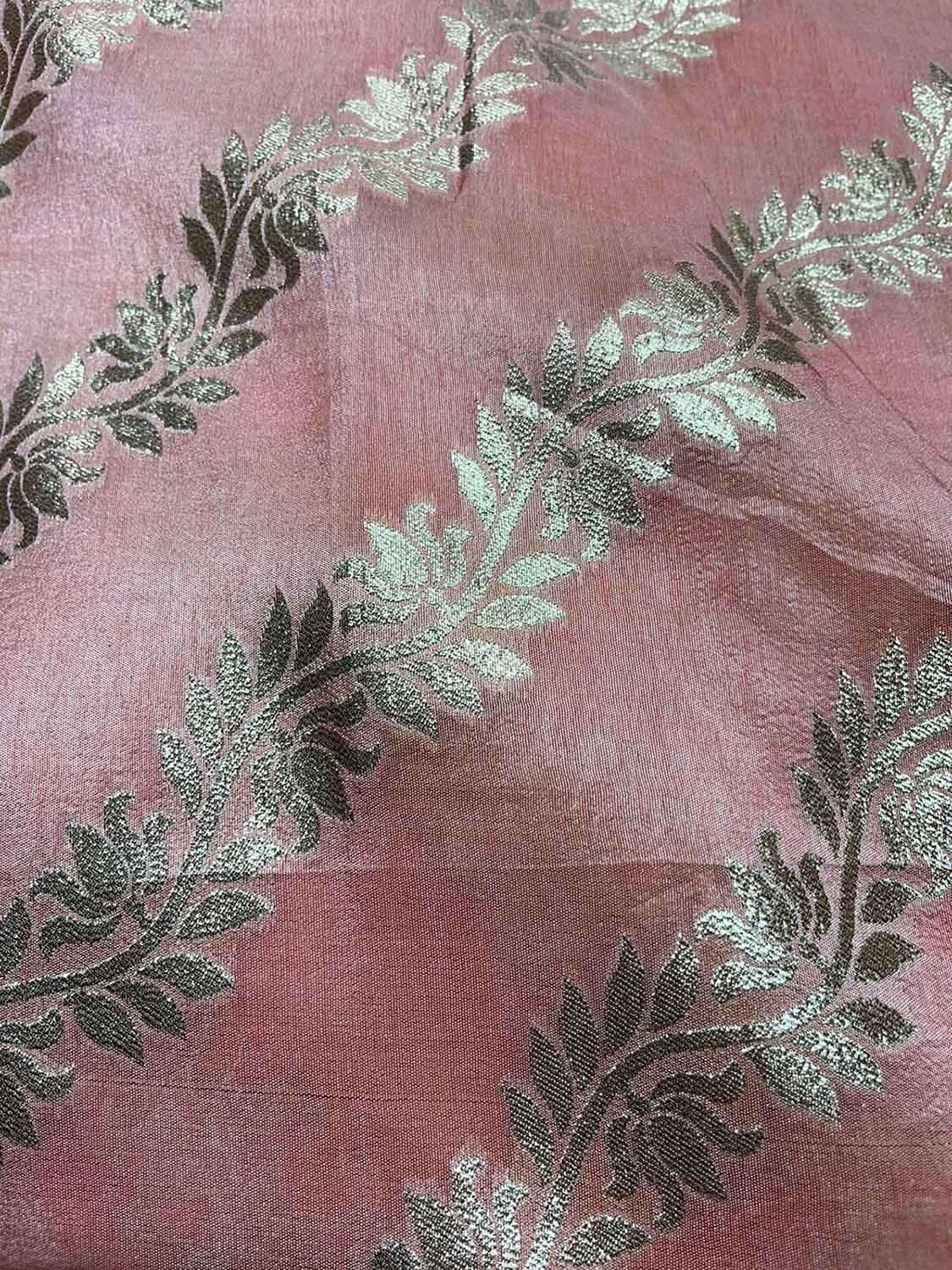 Pink Banarasi Silk Fabric ( 1 Mtr ) - Luxurion World