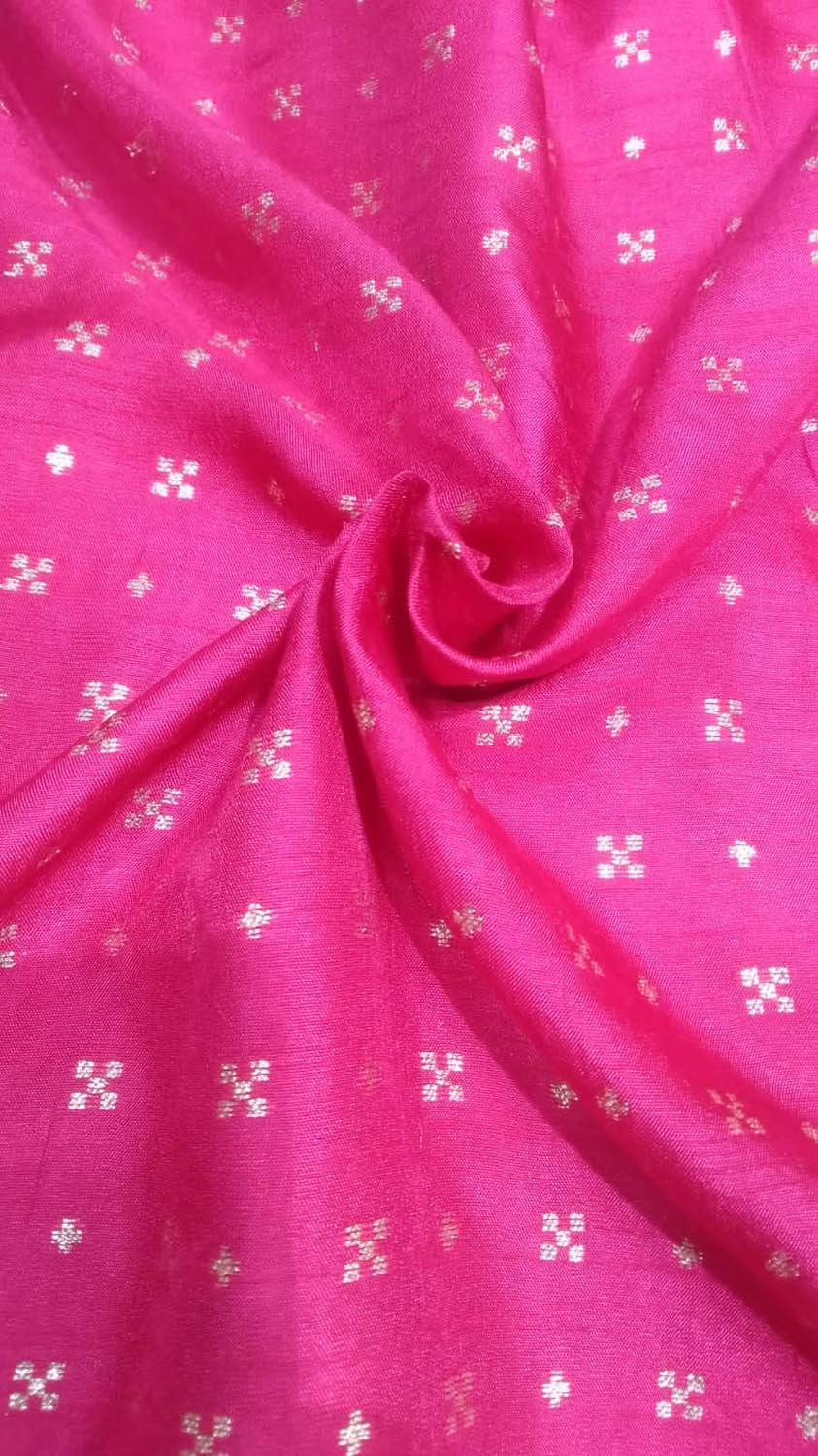 Pink Banarasi Dola Silk Fabric ( 1 Mtr ) - Luxurion World