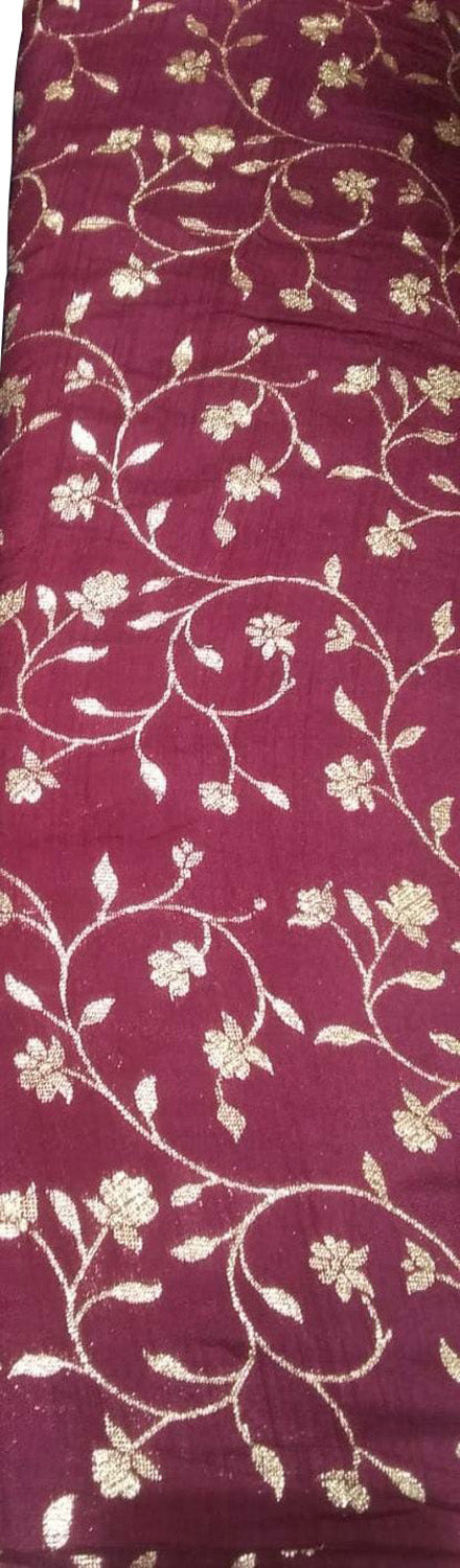Maroon Banarasi Dola Silk Fabric ( 1 Mtr ) - Luxurion World