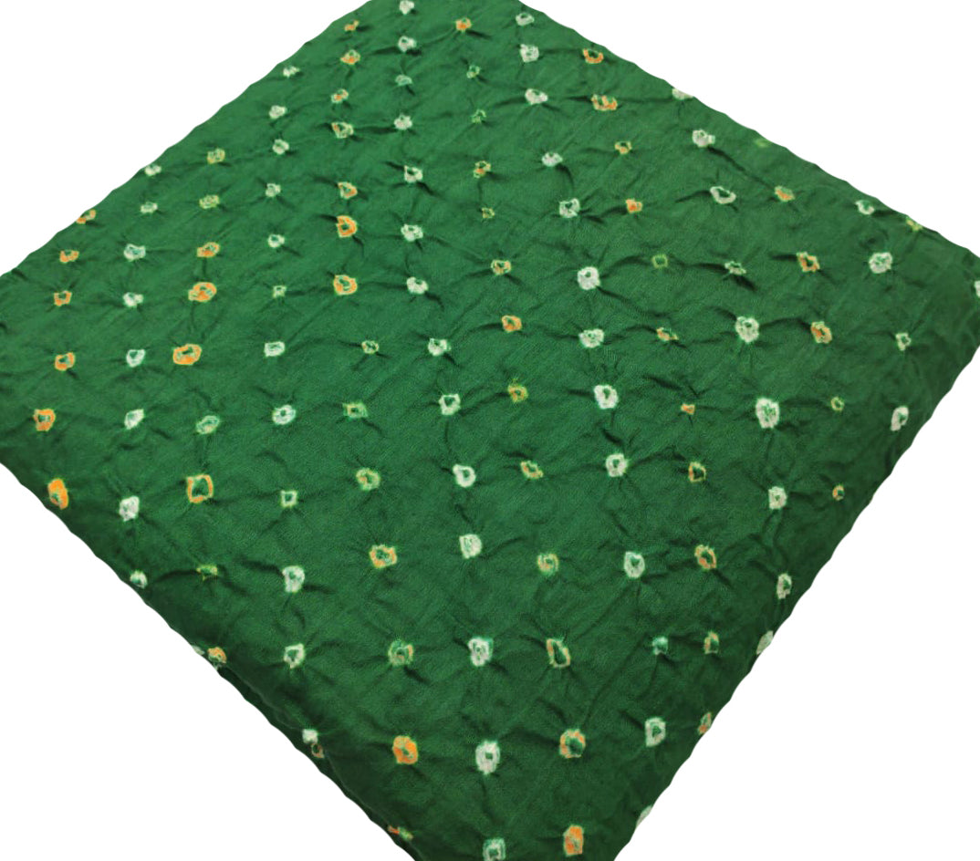Green Bandhej Cotton Silk Fabric ( 1 Mtr ) - Luxurion World