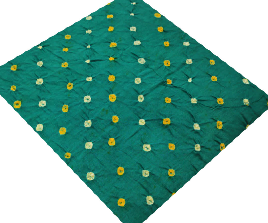 Green Bandhej Cotton Silk Fabric ( 1 Mtr ) - Luxurion World