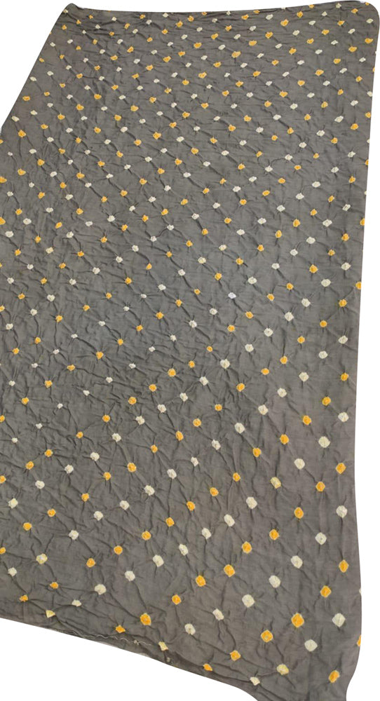 Grey Bandhani Cotton Silk Fabric ( 1 Mtr ) - Luxurion World