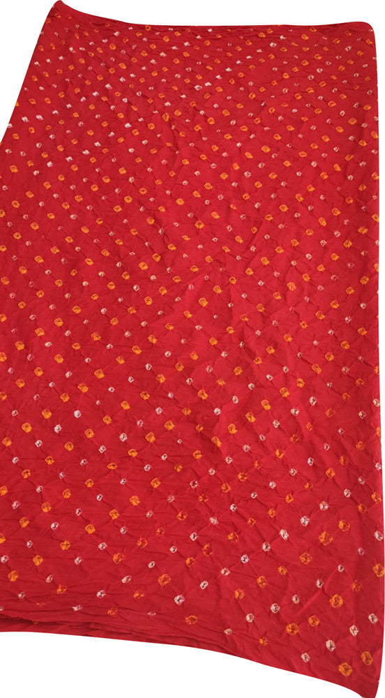 Red Bandhani Cotton Silk Fabric ( 1 Mtr ) - Luxurion World