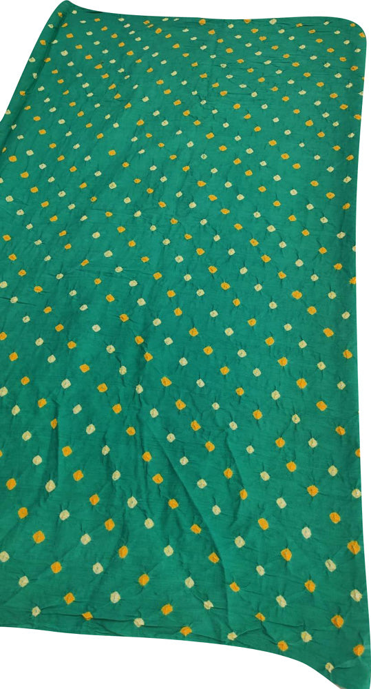 Green Bandhani Cotton Silk Fabric ( 1 Mtr ) - Luxurion World