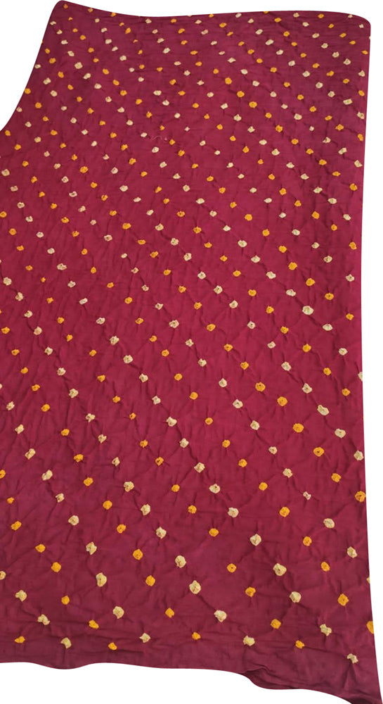 Maroon Bandhani Cotton Silk Fabric ( 1 Mtr ) - Luxurion World