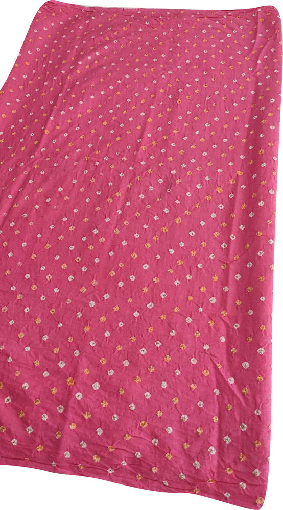 Pink Bandhani Cotton Silk Fabric ( 1 Mtr ) - Luxurion World